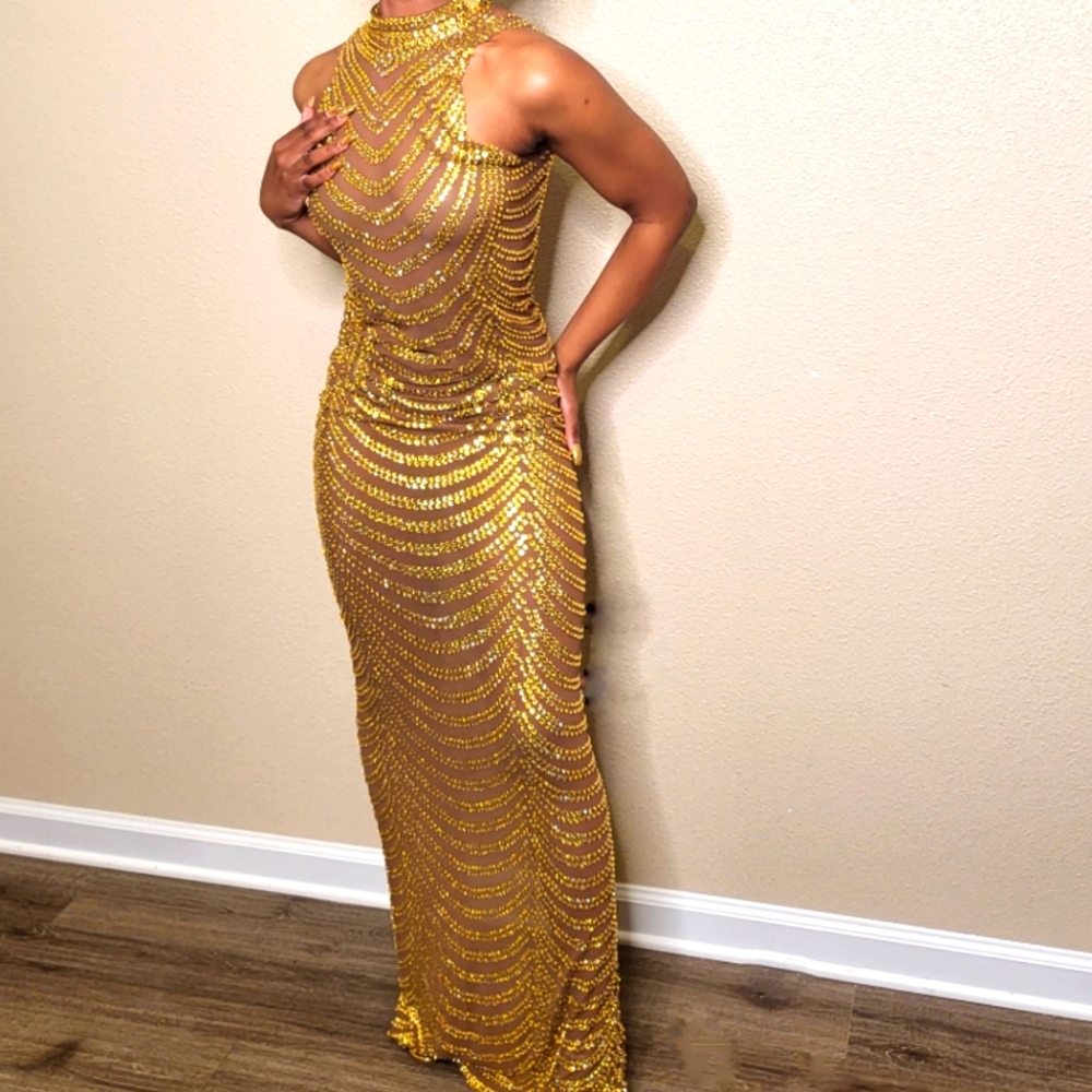 Gold Rhinestone Dress